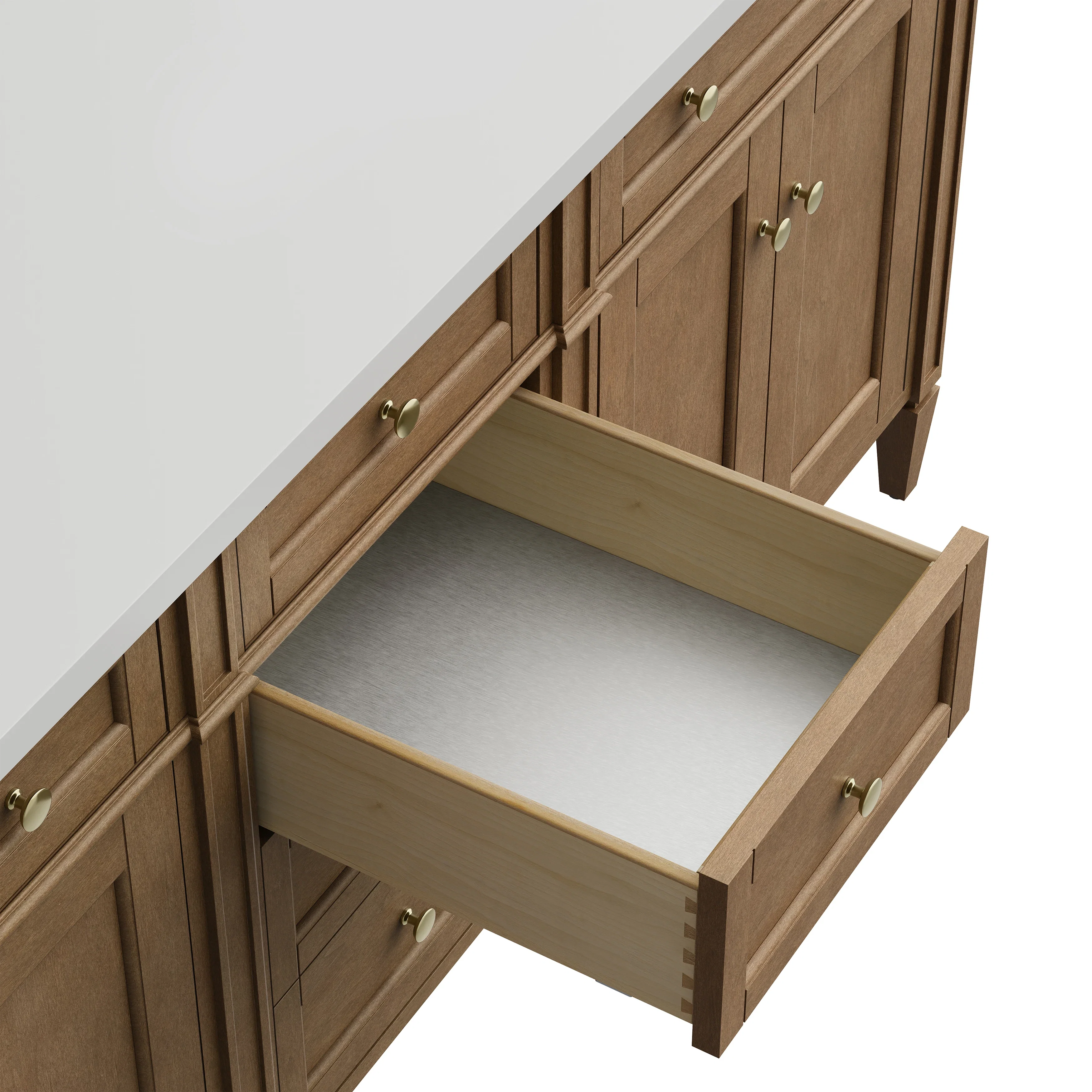 Brittany 72" Double Vanity, Pecan w/ 3 CM Tajnar Eclos Top