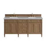 Brittany 72" Double Vanity, Pecan w/ 3 CM Victorian Silver Silestone Top