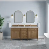 Brittany 72" Double Vanity, Pecan w/ 3 CM Victorian Silver Silestone Top