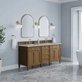 Brittany 72" Double Vanity, Pecan w/ 3 CM Victorian Silver Silestone Top