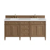 Brittany 72" Double Vanity, Pecan w/ 3 CM White Zeus Silestone Top