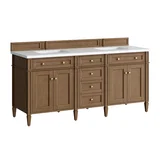 Brittany 72" Double Vanity, Pecan w/ 3 CM White Zeus Silestone Top