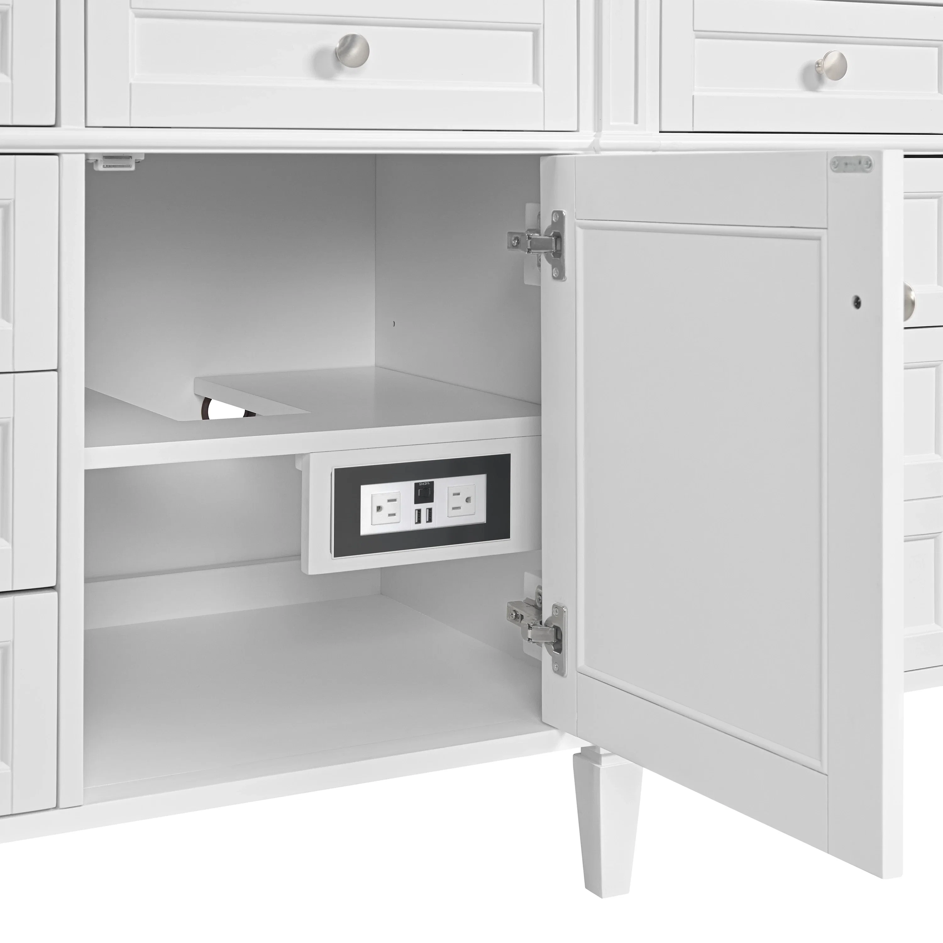Brittany 84" Double Vanity, Bright White w/ 3 CM Eternal Jasmine Pearl Top