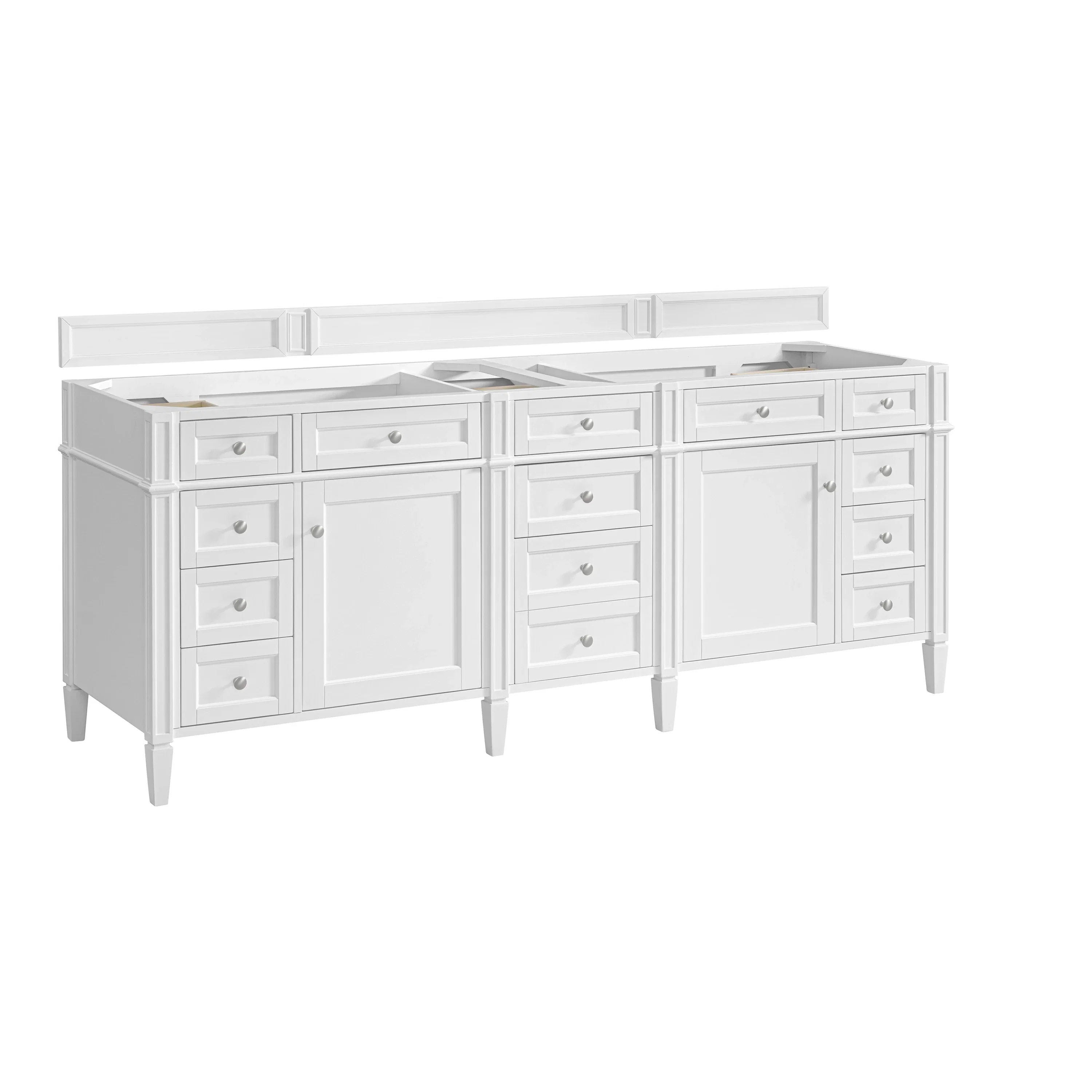 Brittany 84" Double Vanity, Bright White w/ 3 CM Eternal Jasmine Pearl Top