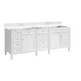 Brittany 84" Double Vanity, Bright White w/ 3 CM Eternal Jasmine Pearl Top