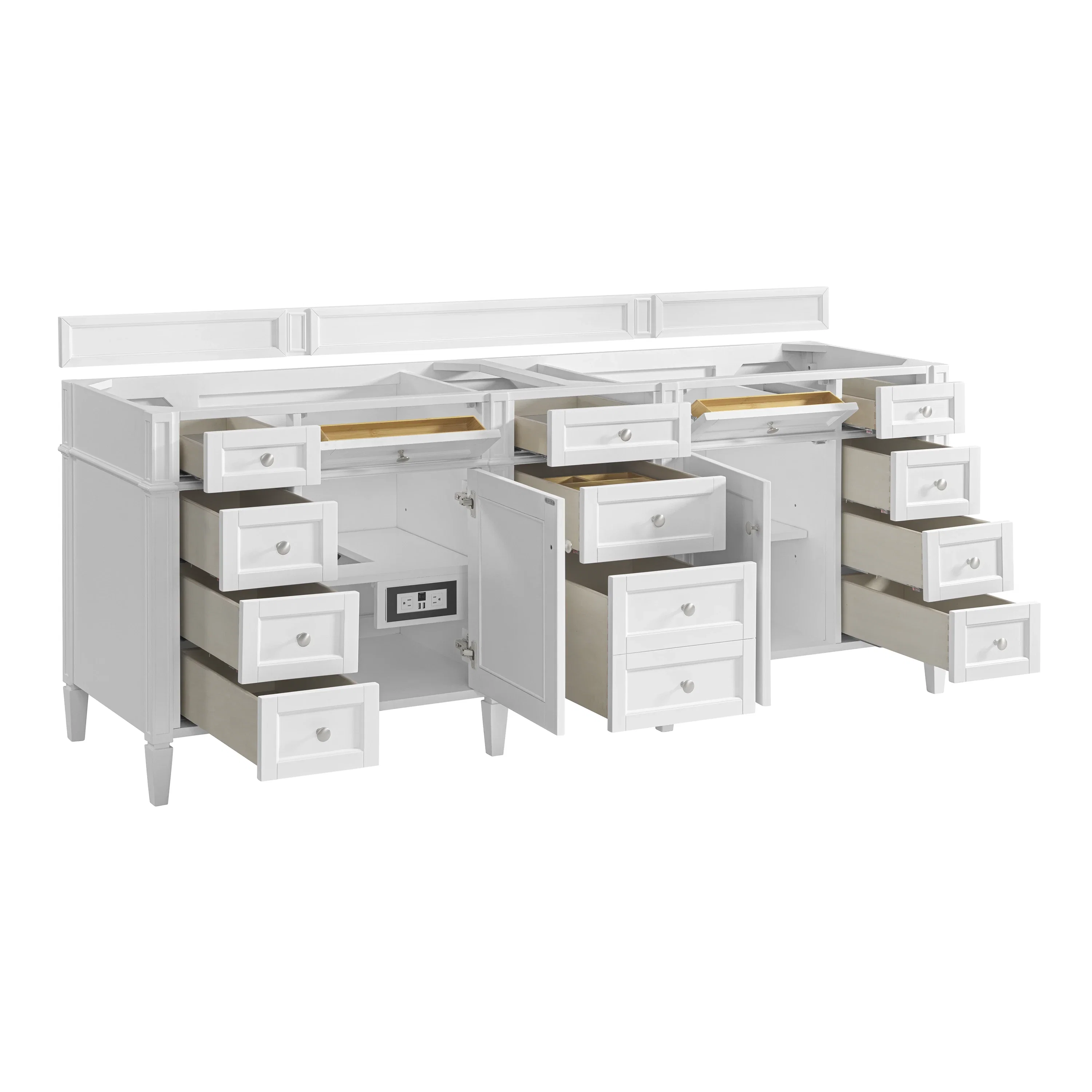 Brittany 84" Double Vanity, Bright White w/ 3 CM Eternal Jasmine Pearl Top