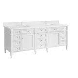 Brittany 84" Double Vanity, Bright White w/ 3 CM White Zeus Top