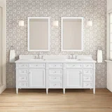 Brittany 84" Double Vanity, Bright White w/ 3 CM White Zeus Top