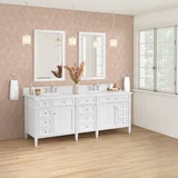 Brittany 84" Double Vanity, Bright White w/ 3 CM White Zeus Top