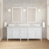 Brittany 84" Double Vanity, Bright White w/ 3 CM Eternal Jasmine Pearl Top w/FreePower Wireless Charger