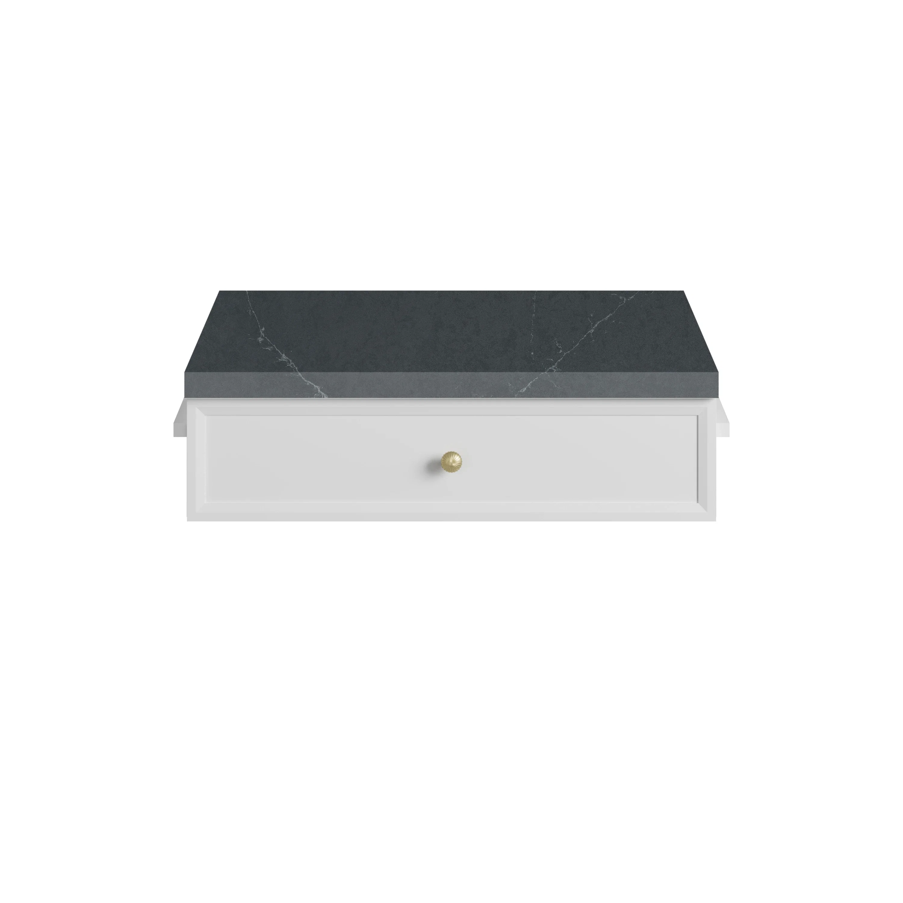 Bellshire 24" Drawer Unit, Bright White w/ 3 CM Charcoal Soapstone Silestone Top