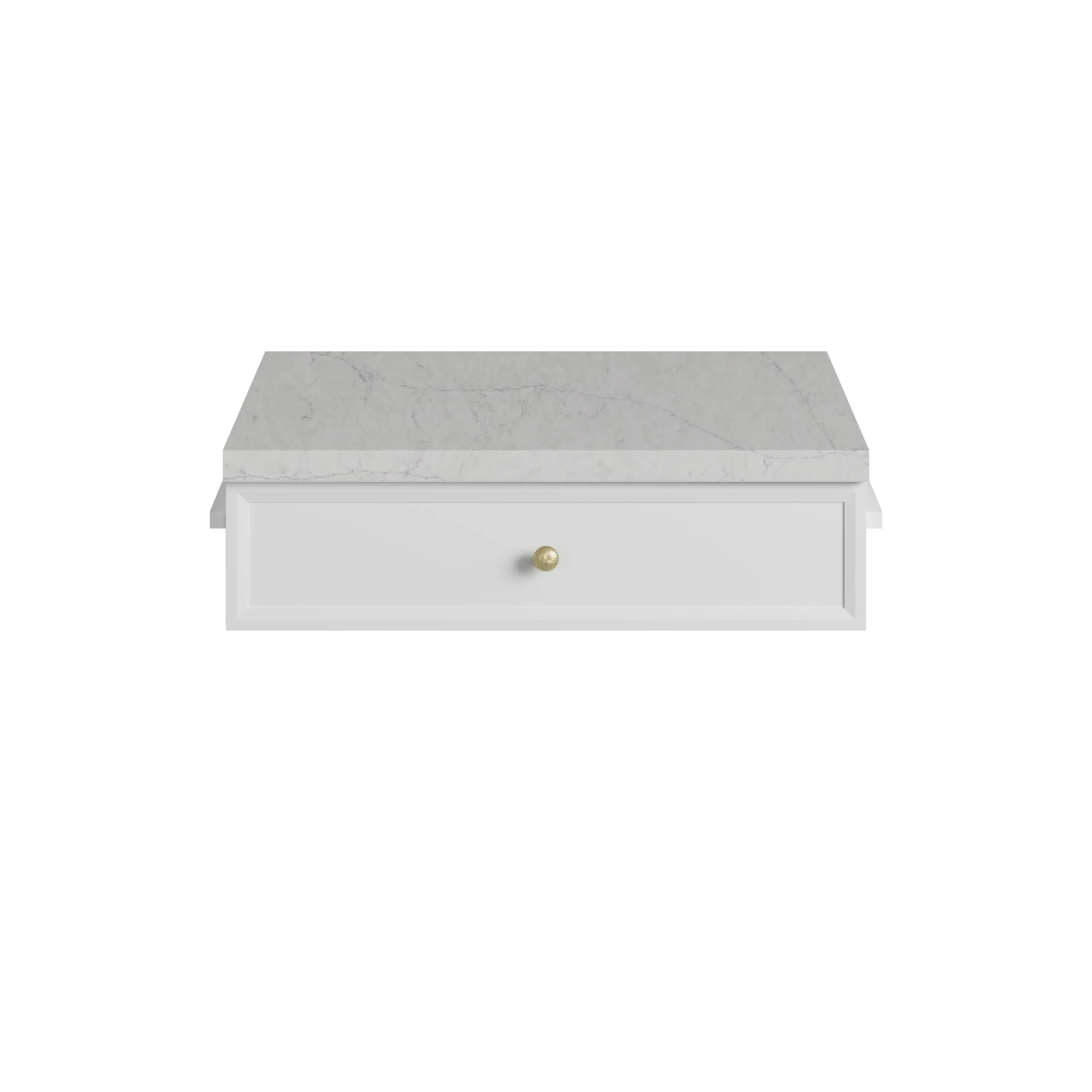 Bellshire 24" Drawer Unit, Bright White w/ 3 CM Eternal Jasmine Pearl Silestone Top