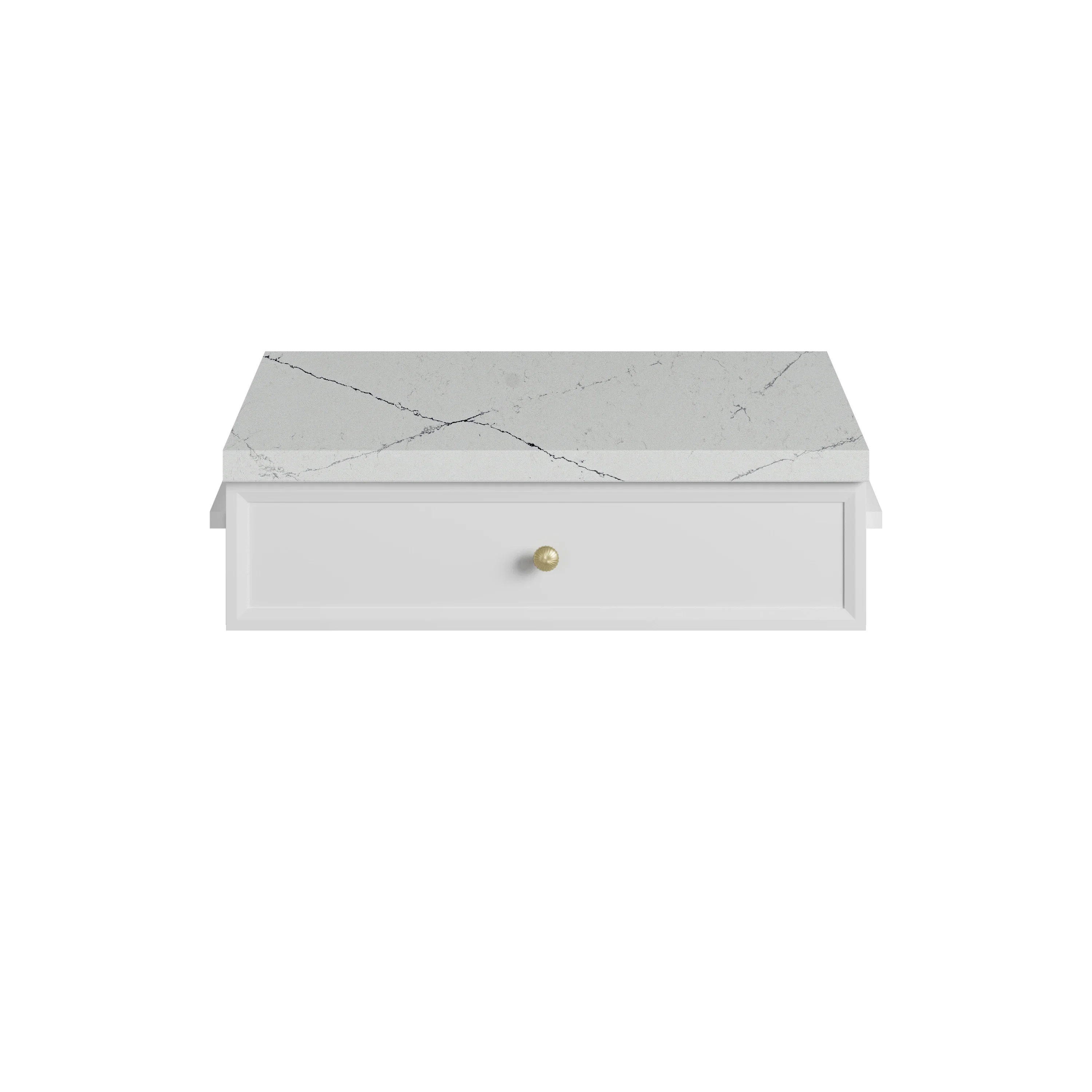 Bellshire 24" Drawer Unit, Bright White w/ 3 CM Ethereal Noctis Silestone Top