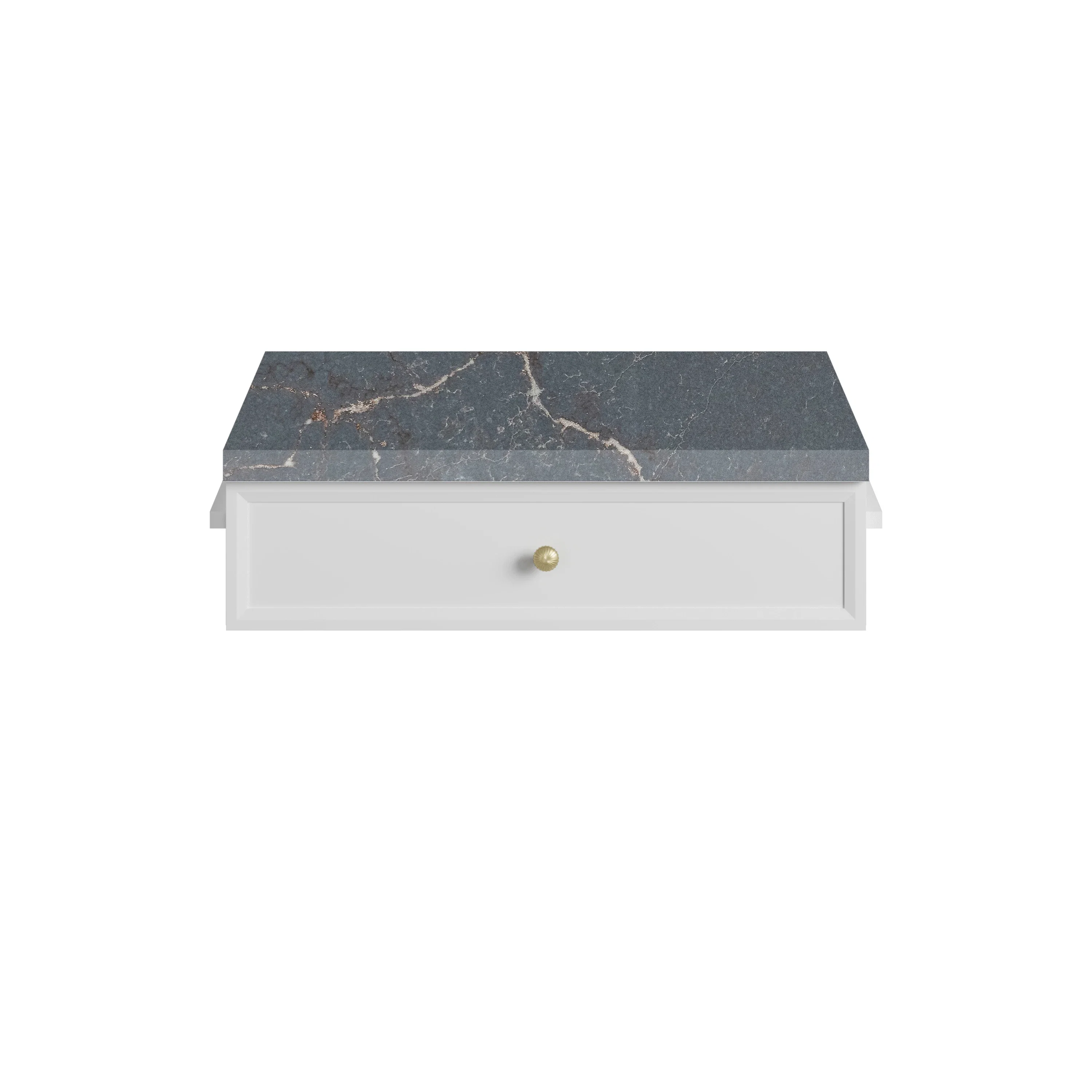 Bellshire 24" Drawer Unit, Bright White w/ 3 CM Parisien Bleu Silestone Top
