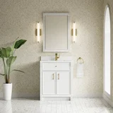 Bellshire 30" Single Vanity, Bright White w/ Single Hole 3 CM White Zeus Silestone Top and Matching Backsplash