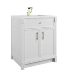 Bellshire 30" Single Vanity, Bright White w/ Single Hole 3 CM White Zeus Silestone Top and Matching Backsplash