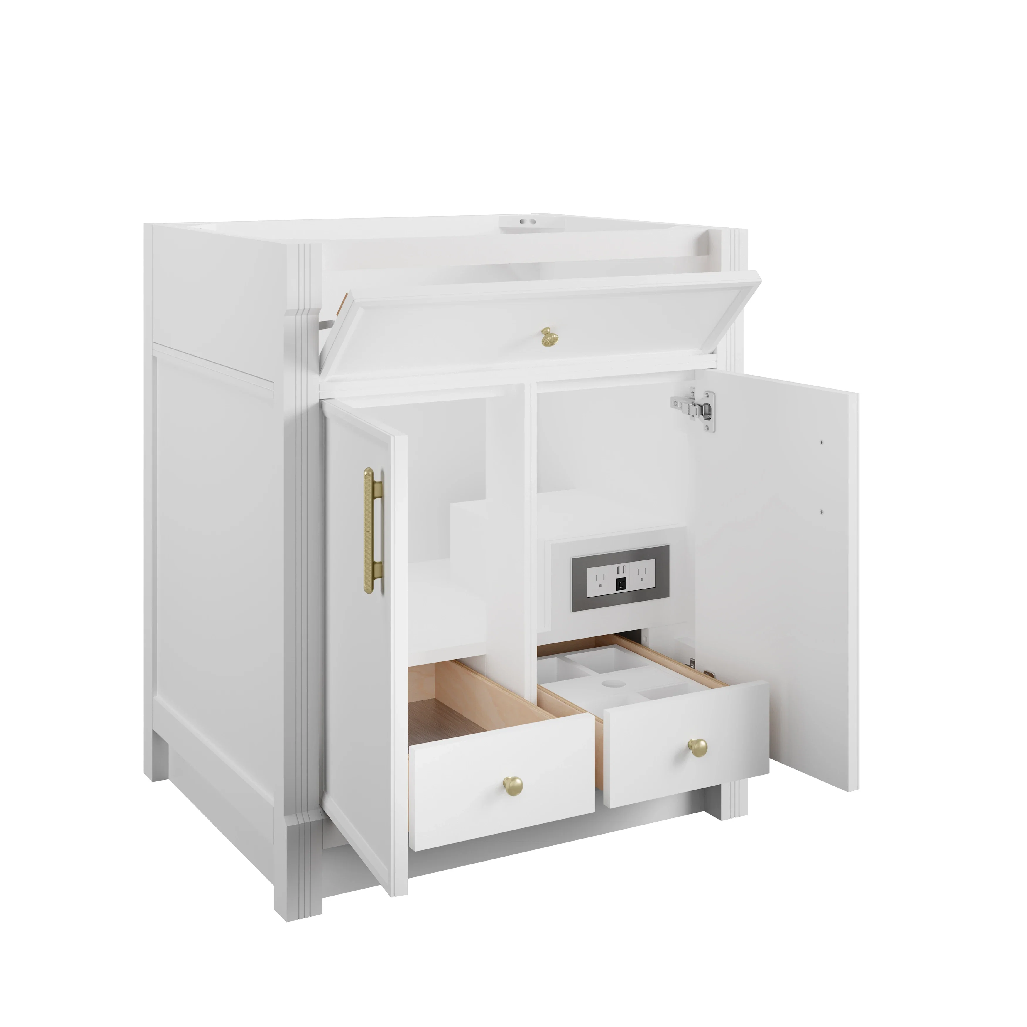 Bellshire 30" Single Vanity, Bright White w/ 3 CM Carrara Marble Top