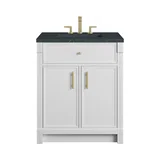 Bellshire 30" Single Vanity, Bright White w/ 3 CM Charcoal Soapstone Silestone Top