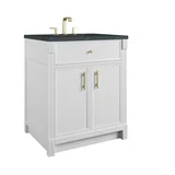 Bellshire 30" Single Vanity, Bright White w/ 3 CM Charcoal Soapstone Silestone Top