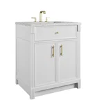 Bellshire 30" Single Vanity, Bright White w/ 3 CM Eternal Jasmine Pearl Silestone Top