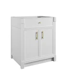 Bellshire 30" Single Vanity, Bright White w/ 3 CM Eternal Jasmine Pearl Silestone Top