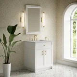 Bellshire 30" Single Vanity, Bright White w/ 3 CM Eternal Jasmine Pearl Silestone Top