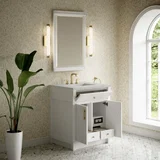 Bellshire 30" Single Vanity, Bright White w/ 3 CM Eternal Jasmine Pearl Silestone Top
