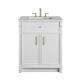 Bellshire 30" Single Vanity, Bright White w/ 3 CM Ethereal Noctis Silestone Top