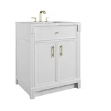 Bellshire 30" Single Vanity, Bright White w/ 3 CM Ethereal Noctis Silestone Top