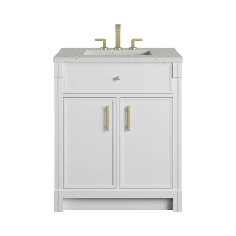 Bellshire 30" Single Vanity, Bright White w/ 3 CM Lime Delight Silestone Top
