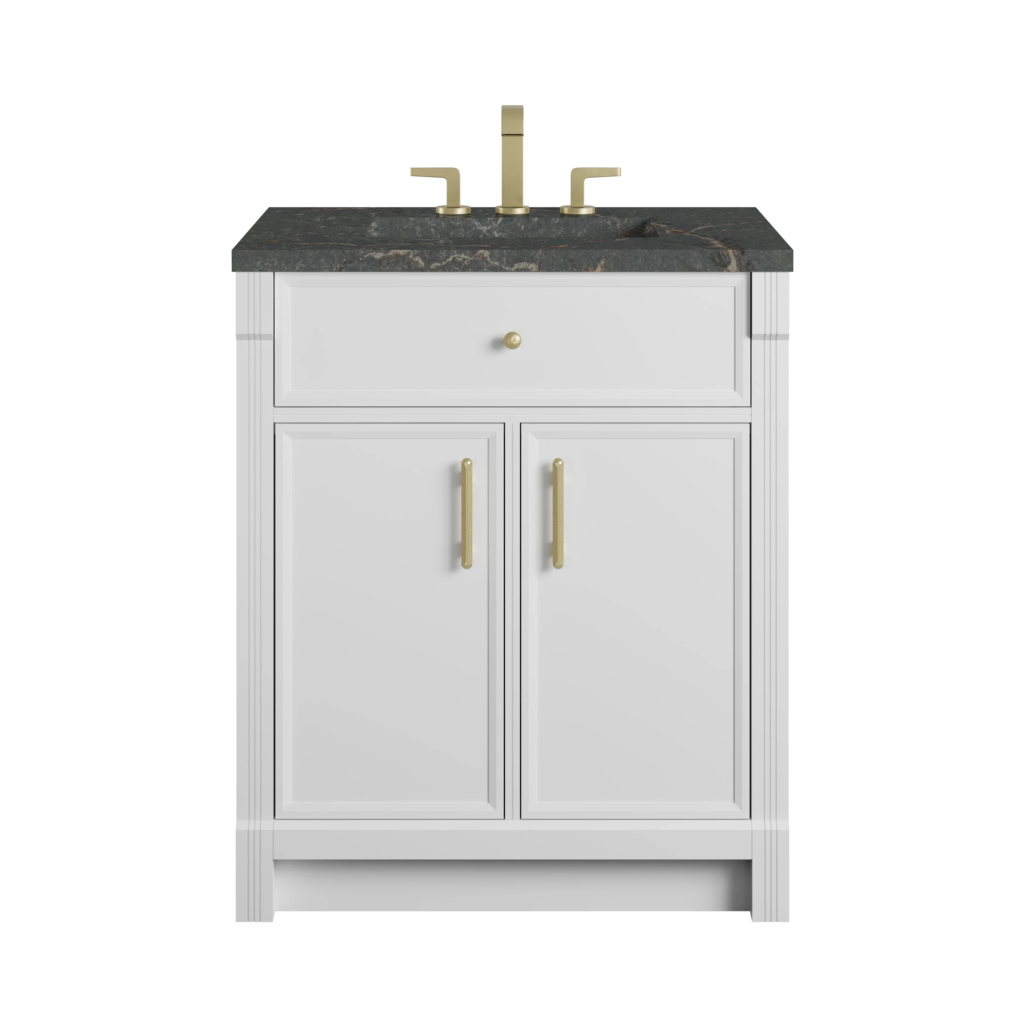 Bellshire 30" Single Vanity, Bright White w/ 3 CM Parisien Bleu Silestone Top