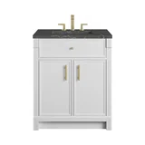 Bellshire 30" Single Vanity, Bright White w/ 3 CM Parisien Bleu Silestone Top