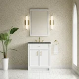 Bellshire 30" Single Vanity, Bright White w/ 3 CM Parisien Bleu Silestone Top