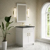 Bellshire 30" Single Vanity, Bright White w/ 3 CM Parisien Bleu Silestone Top