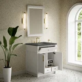 Bellshire 30" Single Vanity, Bright White w/ 3 CM Parisien Bleu Silestone Top