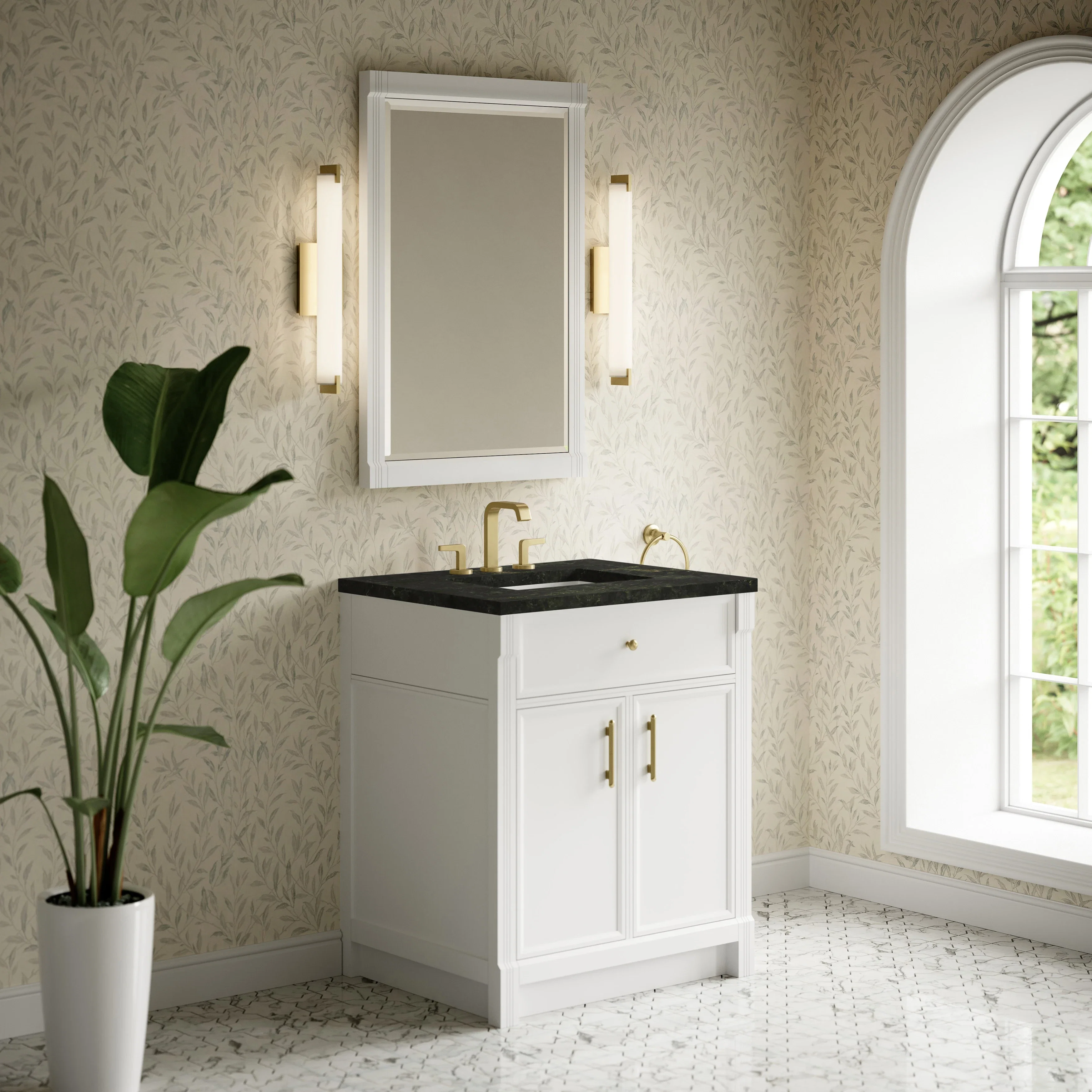 Bellshire 30" Single Vanity, Bright White w/ 3 CM Phantome Eclos Top
