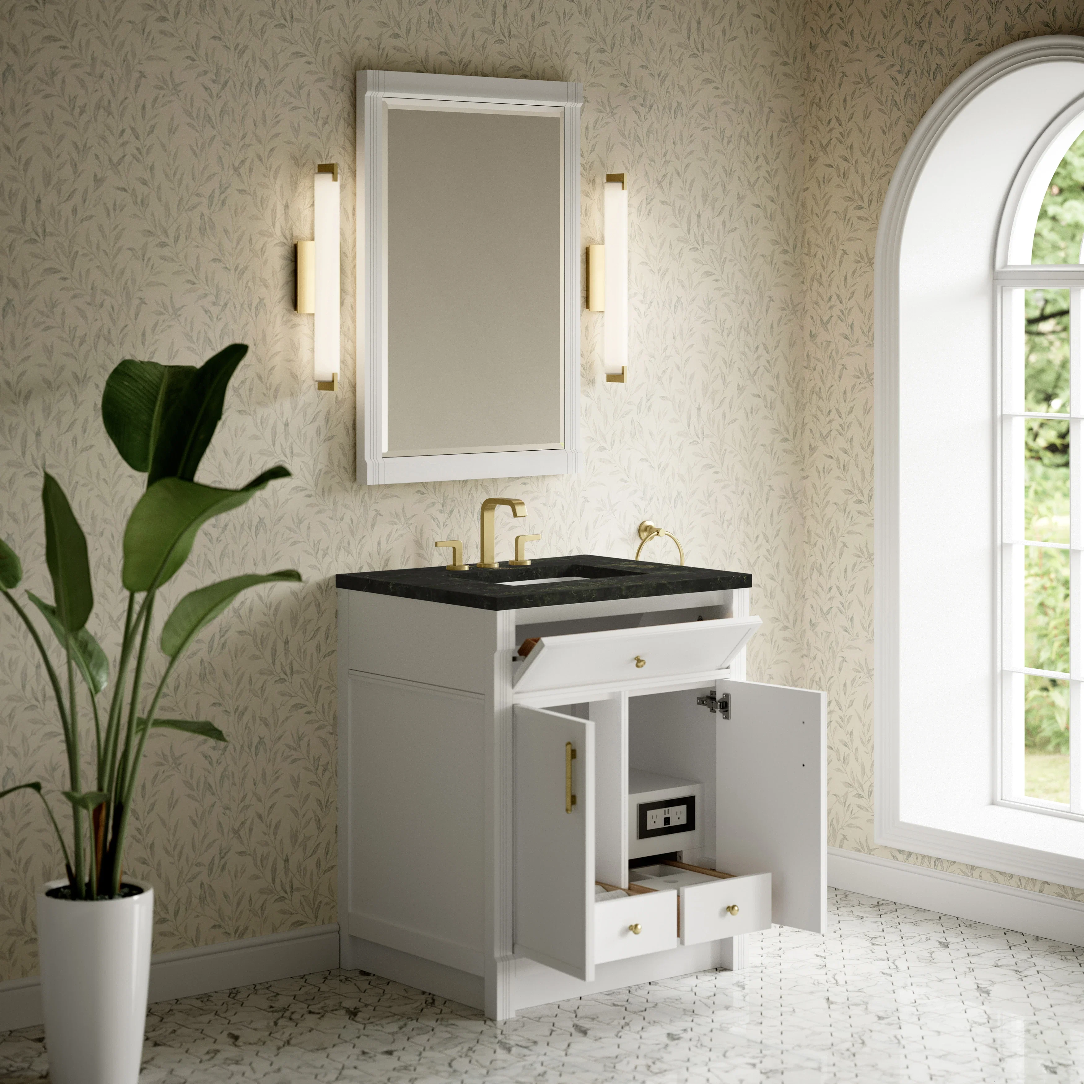 Bellshire 30" Single Vanity, Bright White w/ 3 CM Phantome Eclos Top