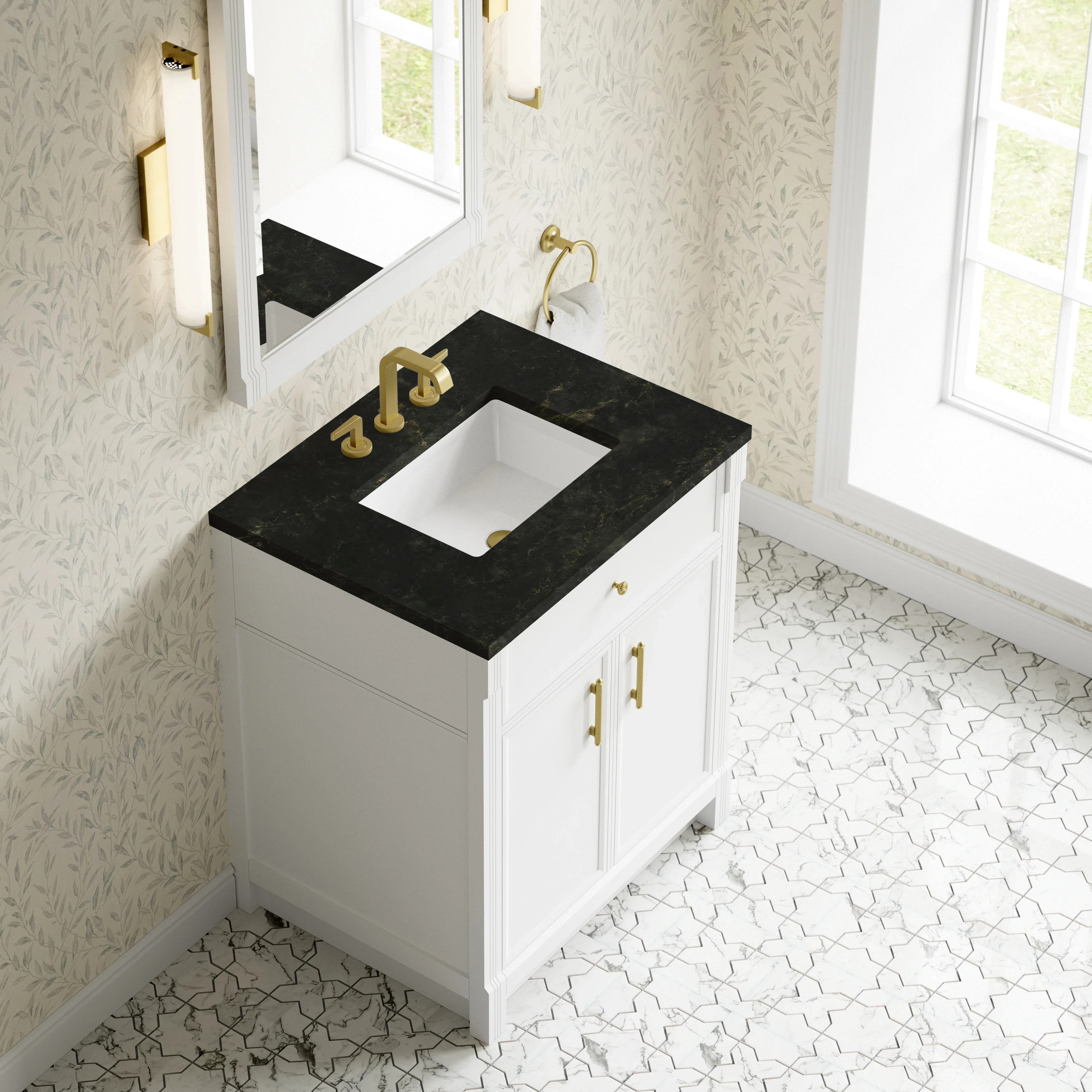 Bellshire 30" Single Vanity, Bright White w/ 3 CM Phantome Eclos Top