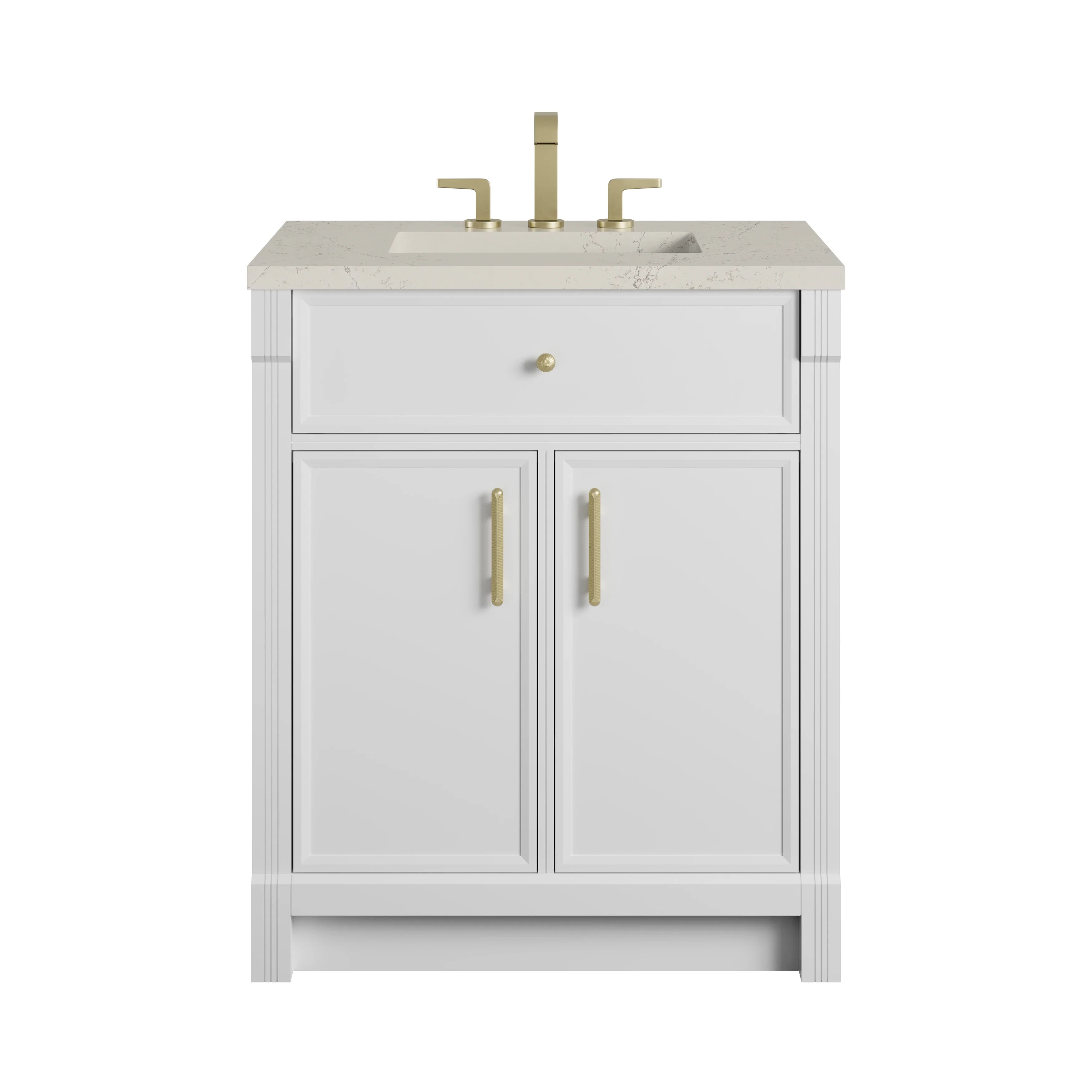 Bellshire 30" Single Vanity, Bright White w/ 3 CM Siberian Silestone Top