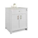 Bellshire 30" Single Vanity, Bright White w/ 3 CM Siberian Silestone Top