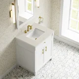 Bellshire 30" Single Vanity, Bright White w/ 3 CM Siberian Silestone Top