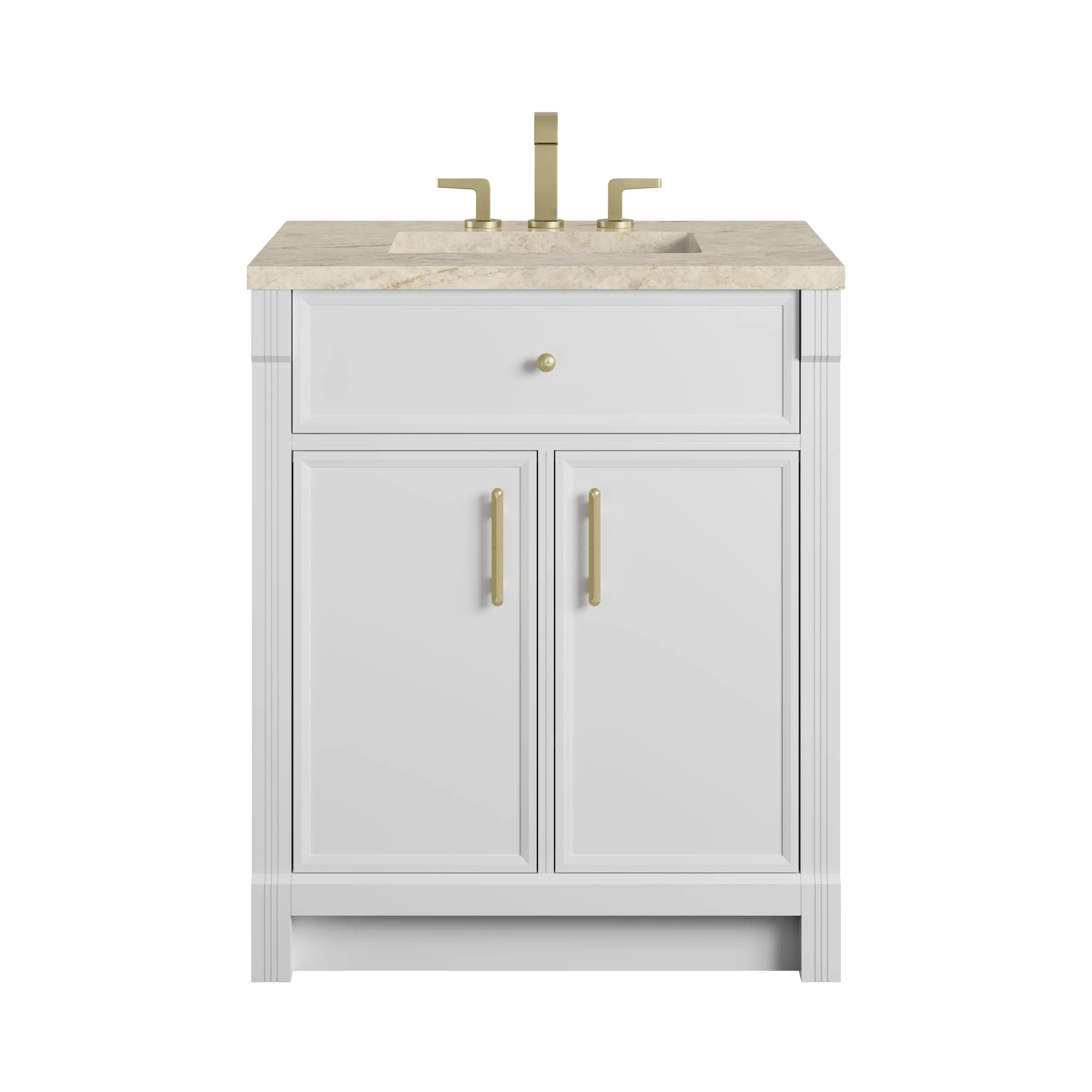 Bellshire 30" Single Vanity, Bright White w/ 3 CM Tajnar Eclos Top