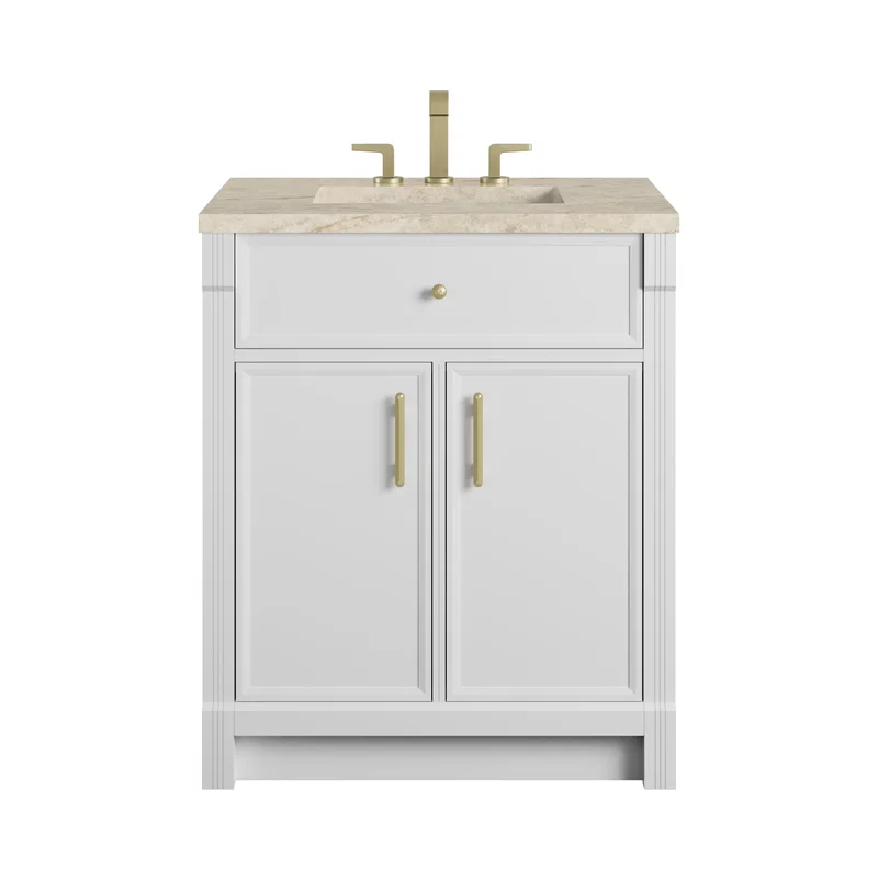 Bellshire 30" Single Vanity, Bright White w/ 3 CM Tajnar Eclos Top