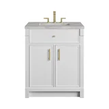 Bellshire 30" Single Vanity, Bright White w/ 3 CM Victorian Silver Silestone Top