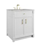 Bellshire 30" Single Vanity, Bright White w/ 3 CM Victorian Silver Silestone Top