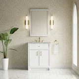 Bellshire 30" Single Vanity, Bright White w/ 3 CM Victorian Silver Silestone Top