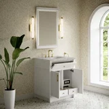 Bellshire 30" Single Vanity, Bright White w/ 3 CM Victorian Silver Silestone Top