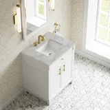 Bellshire 30" Single Vanity, Bright White w/ 3 CM Victorian Silver Silestone Top