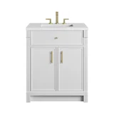 Bellshire 30" Single Vanity, Bright White w/ 3 CM White Zeus Silestone Top