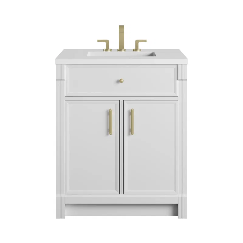 Bellshire 30" Single Vanity, Bright White w/ 3 CM White Zeus Silestone Top
